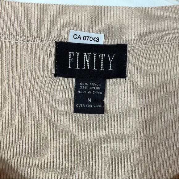 Finity Tan Embroidered Cardigan Sweater M‎ Neutral Nude Lightweight - Picture 4 of 10